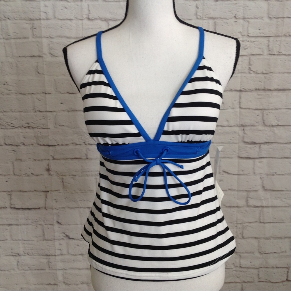 Jag Tankini Swim Top Nautical Style Stripes Size M